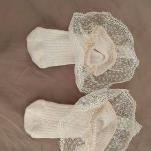 Baby Off White Frill Socks.