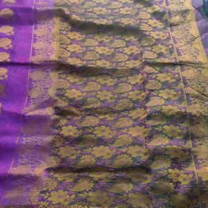 Violet And Green Silk Saree