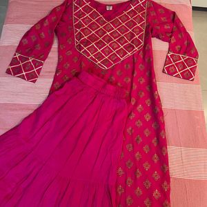 Pink Kurta With Long Skirt