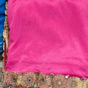 Pink Net Saree