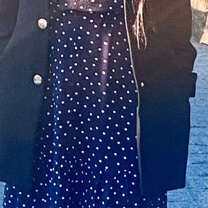 M&S Midnight blue polka Dots MIDI dress