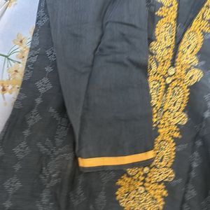 Grey And Mustard Kurta Set