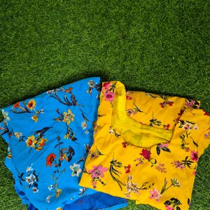 Set Of Tow Floral Straight Kurtas Xxl