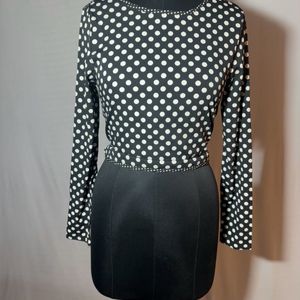 Backless Polka Dot Long Sleeve Top