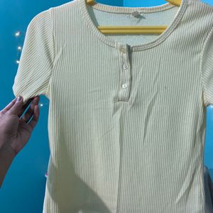 Ribbed Top Yellow Casual