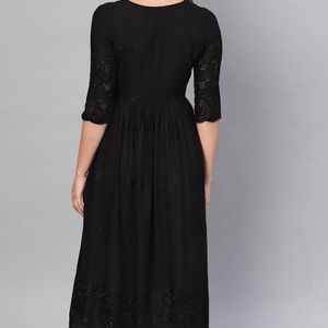 M size Libas black Embroidered A-line Dress