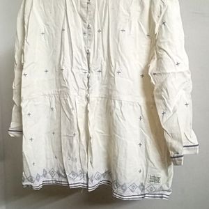 Bower Off White Cotton Linen Top