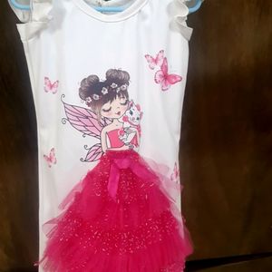 White and Pink Frock Frill On DOLL Dress