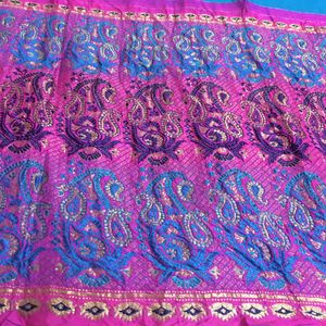 Cobalt Blue N Rani Pink Pure Silk Saree