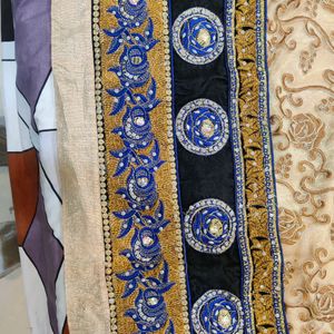 golden and blue embroidered kurta