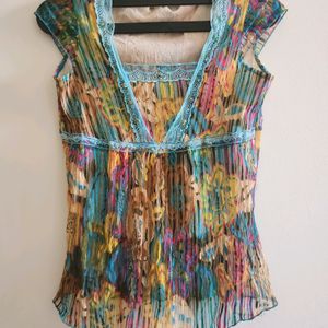 Multicolour Pleated Top