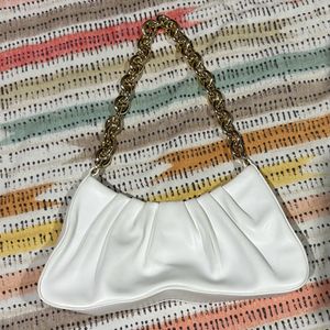 White Purse With Golden Chain