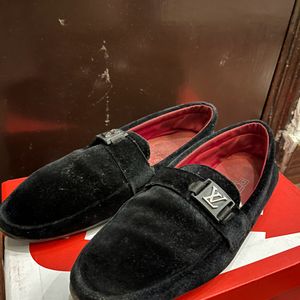 Black Suede LV Loafers Shoes For Men