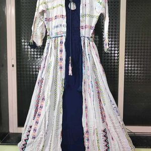 White Pattern Design Long Dress