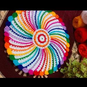 Handmade Crocheted Woolen Table Mat.