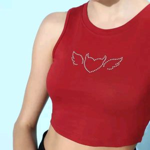 Round Neck Red Tank Top🍒