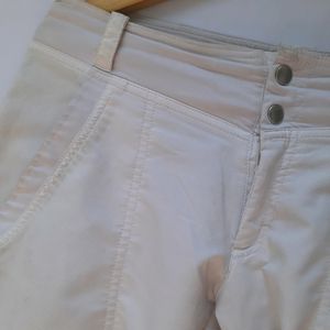 White Cropped Pants For Woman