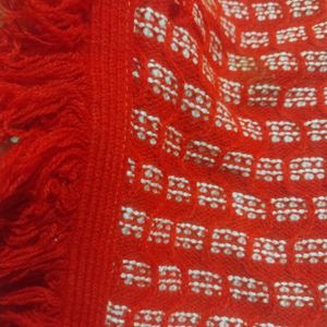 Elegant Red Woolen Poncho For Women