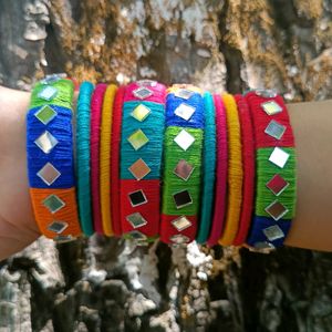 Handmade multicolour Bangles & Kada Set