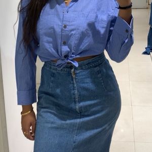 Denim Skirt Comes Below Knees