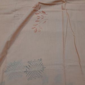 Light Orange Cotton Printed Dupatta