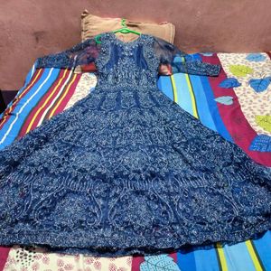 Blue Royal Gown With Shrug