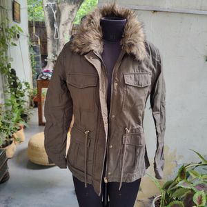 H&M Jacket Coat Divided H&M Hunter Green Hooded Ja