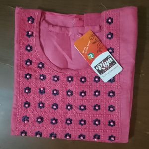 New Pink Kurti With Pearl