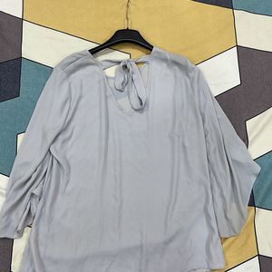 Grey Top With Tulip Sleeves