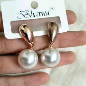 Golden Pearl Drop Earrings