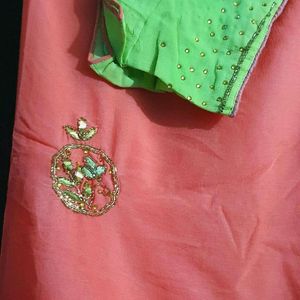 Beautiful Gajari pink chiffon saree