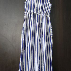 White and blue stripes dress for 11-12 year girl