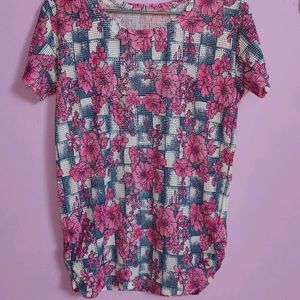 Flower Print Net Top