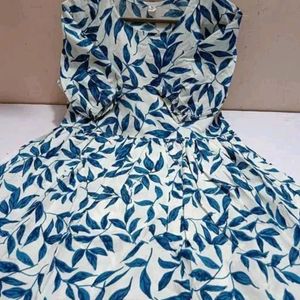 Blue Floral Print Anarkali Kurti