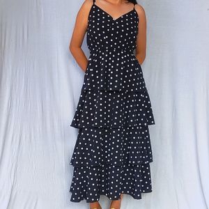 Korean Polka Dot Ruffle Dress