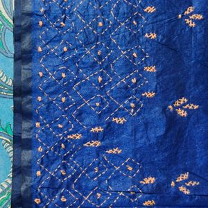 Embroidered Kantha Art Silk Saree