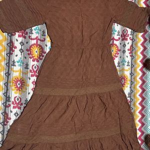 Brown A-line Dress