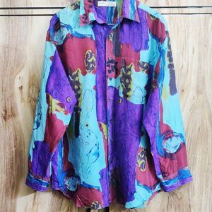 Purple Printed Shirt Size-44