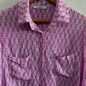 Pink Printed Silk Shirt Women’s Fashion