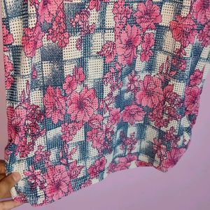 Flower Print Net Top