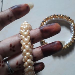 2 Handmade Peral Bangles Of Different Types