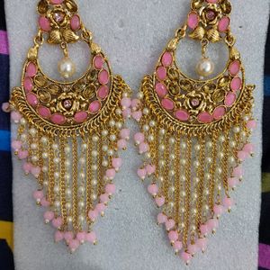 PANASH Women's Brass Drop Earrings(Pink)Chandbalis