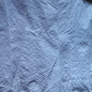 Pure cotton white coloured boatneck chikankari kur