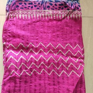 Saree Magenta With Blue Print