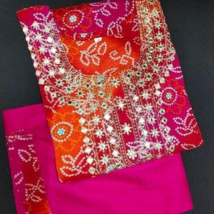 One Tym Used Bandhej Kurti Pant Set