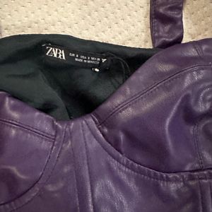 ZARA FAUX LEATHER CROP TOP