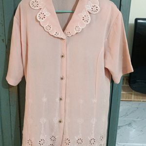 Peach Chikankari Shirt