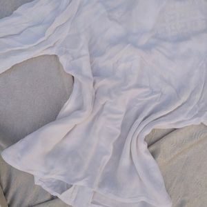 White Korean Puff Sleeves Top