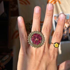 Real Rose Petals Vintage Ring