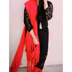 Black Lace long Kurti.